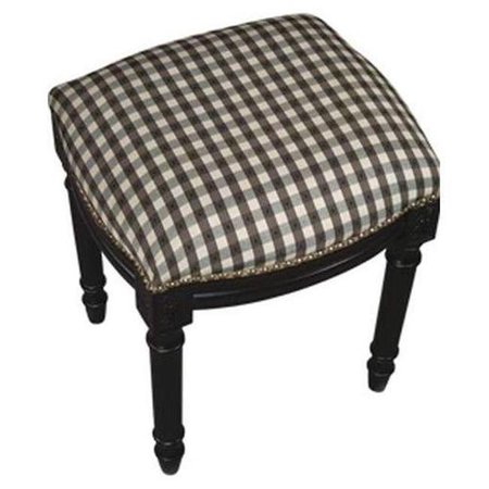 123 CREATIONS 123 Creations C694BFS Gingham-Black Fabric Upholstered Stool C694BFS